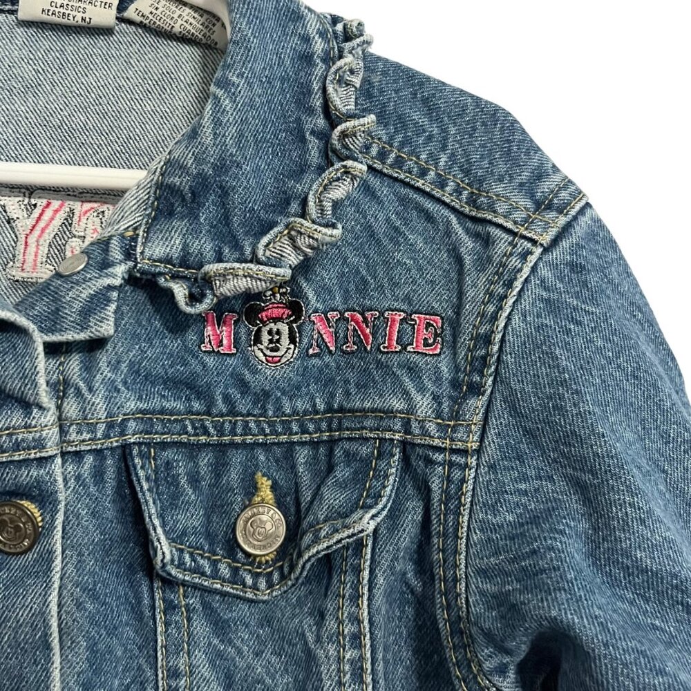 VTG MICKEY & CO KIDS JACKET 6X LARGE DENIM JEAN MINI GIRLS BLUE PINK RUFFLE - Picture 5 of 7